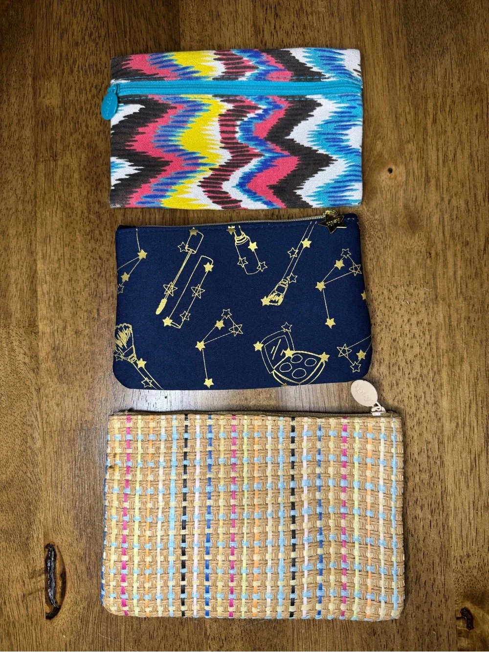 Set of 6 Colorful Zip Pouches - Make Up, Toiletries, Purse Organizer